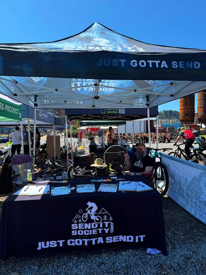 The Send It Society tent set up and ready for visitors